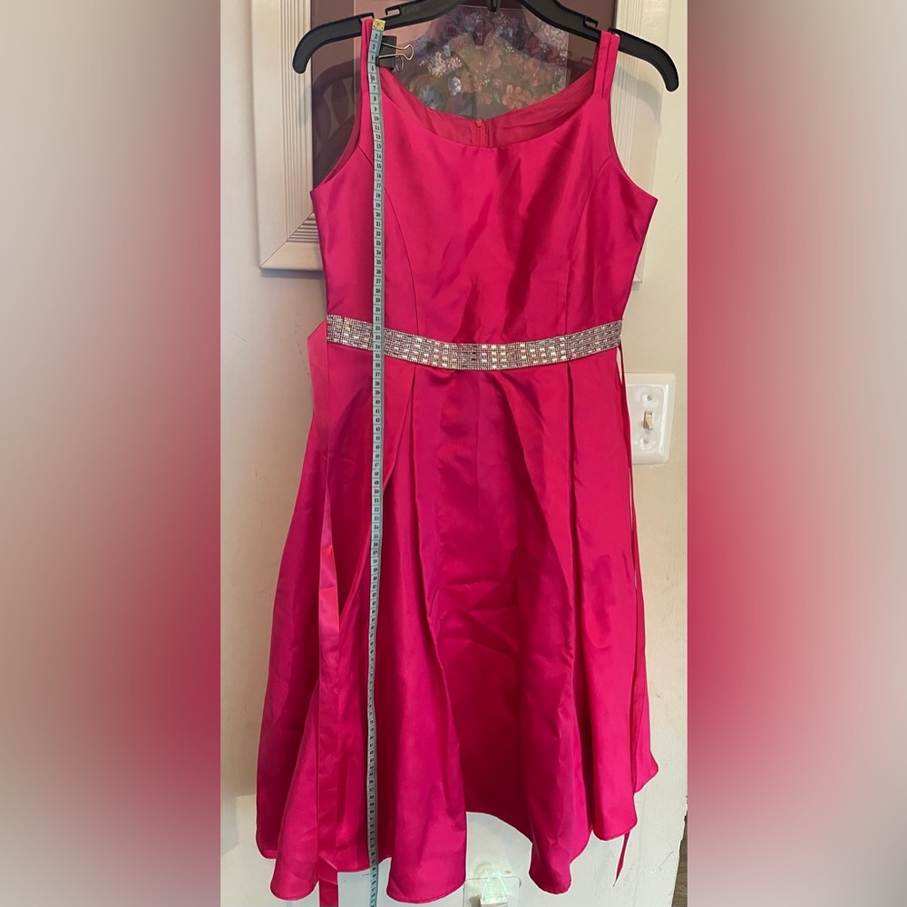 Rare Editions Fuchsia Dress with Glittering Belt